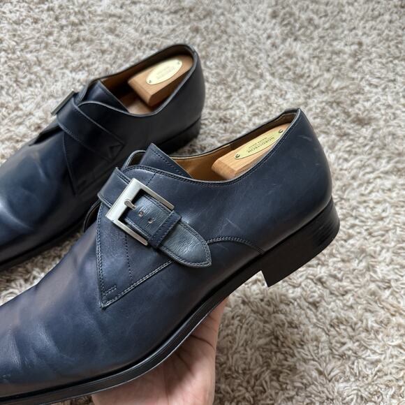Magnanni Marco II Single Monk Strap Blue Leather Dress Shoes Men\'s Size 13 M main image 9